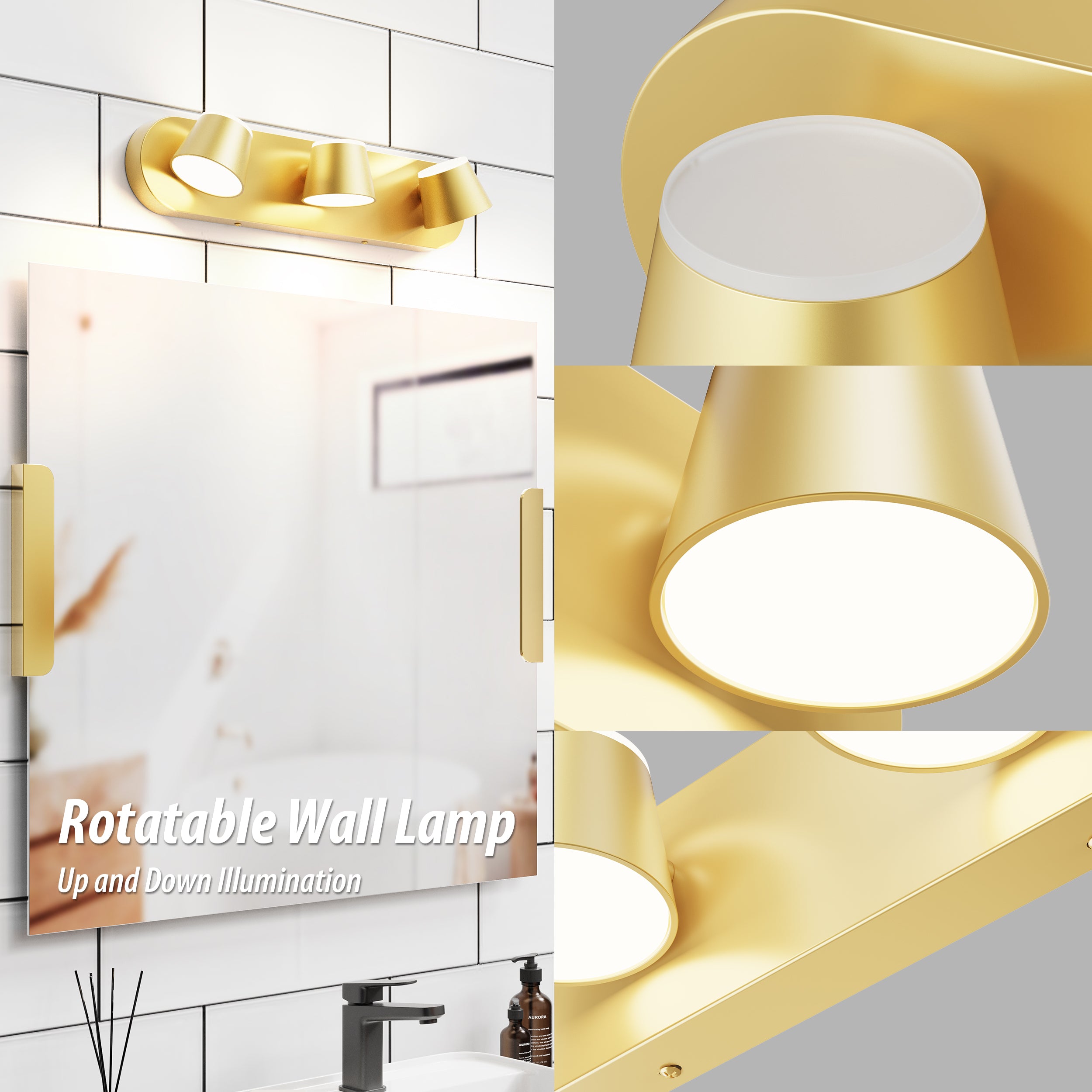 URSOLA 3 - Lights Rotatable Bathroom Vanity Light
