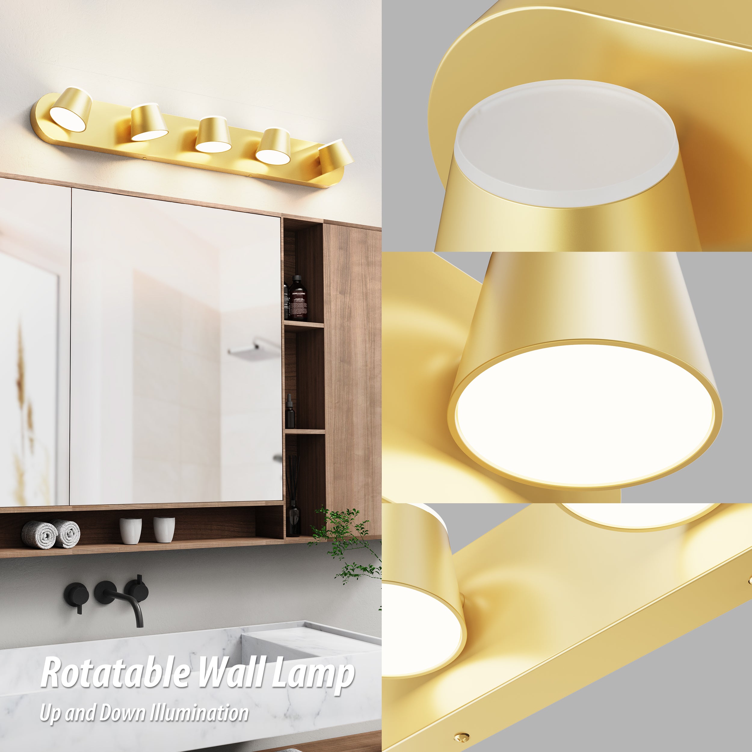 URSOLA 5 - Lights Rotatable Bathroom Vanity Light