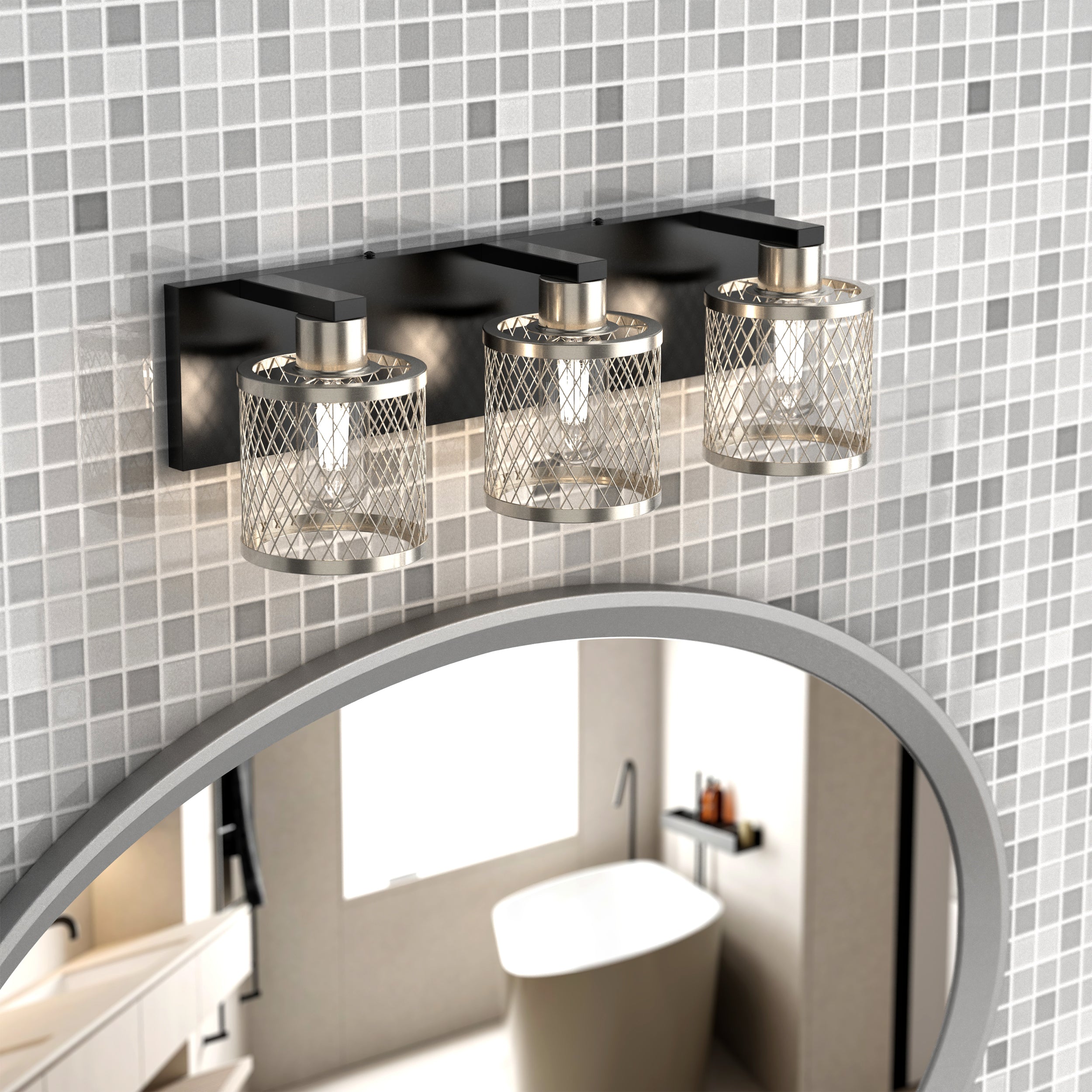 PHIXART 3 - Lights Vintage Meshy Lantern Bathroom Vanity Light