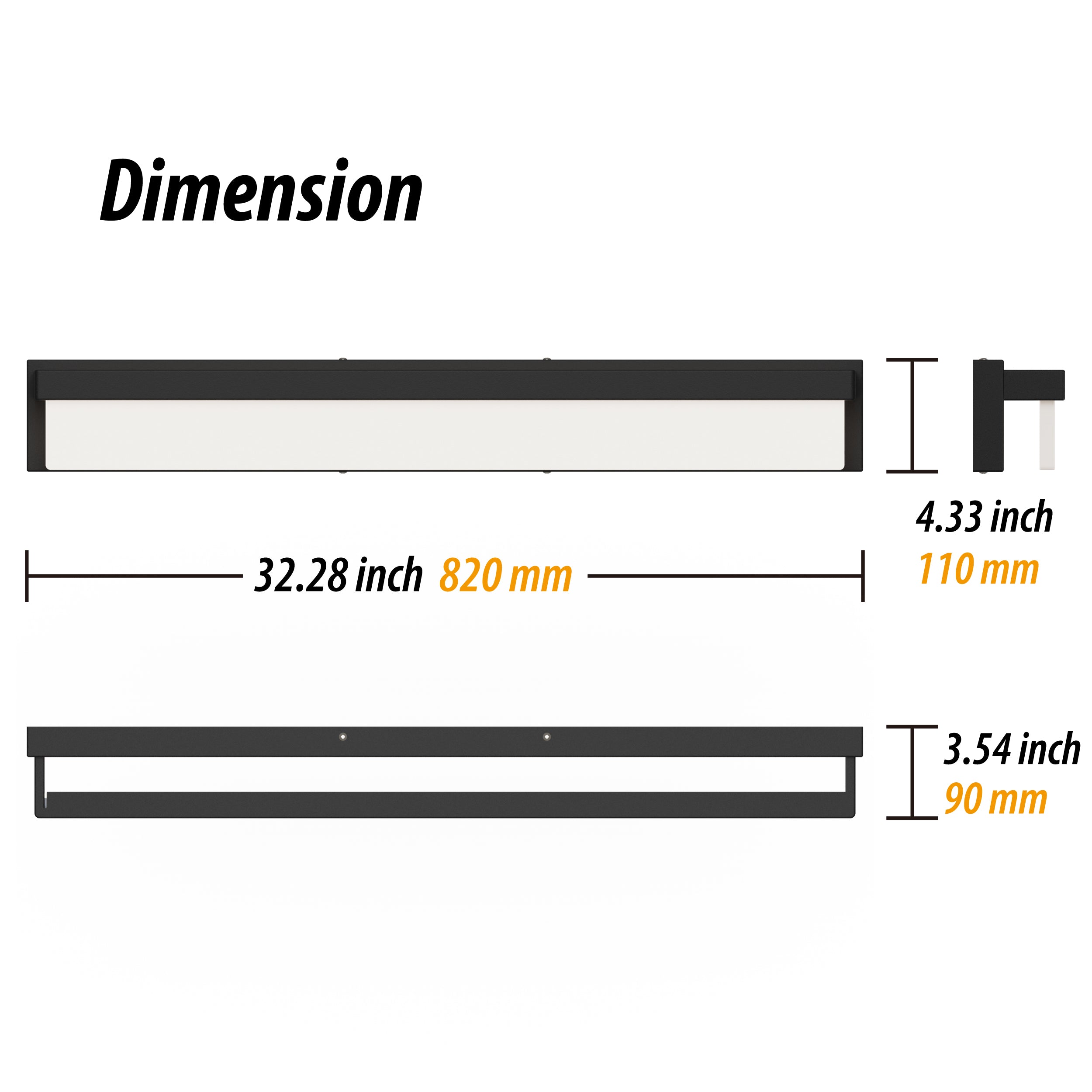 LIGHTINN LED Bathroom Vanity Rectangle Light Fixture