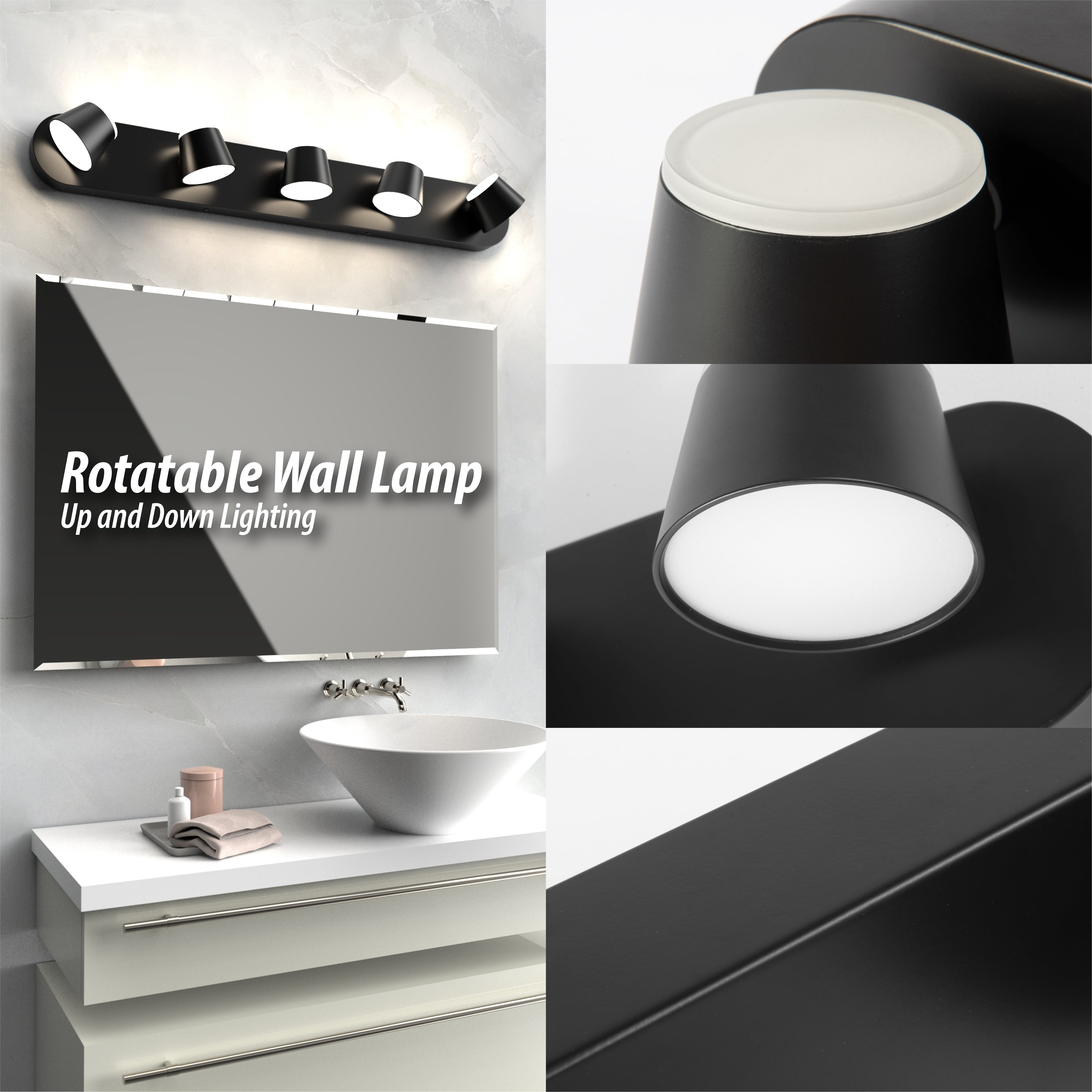 URSOLA 5 - Lights Rotatable Bathroom Vanity Light