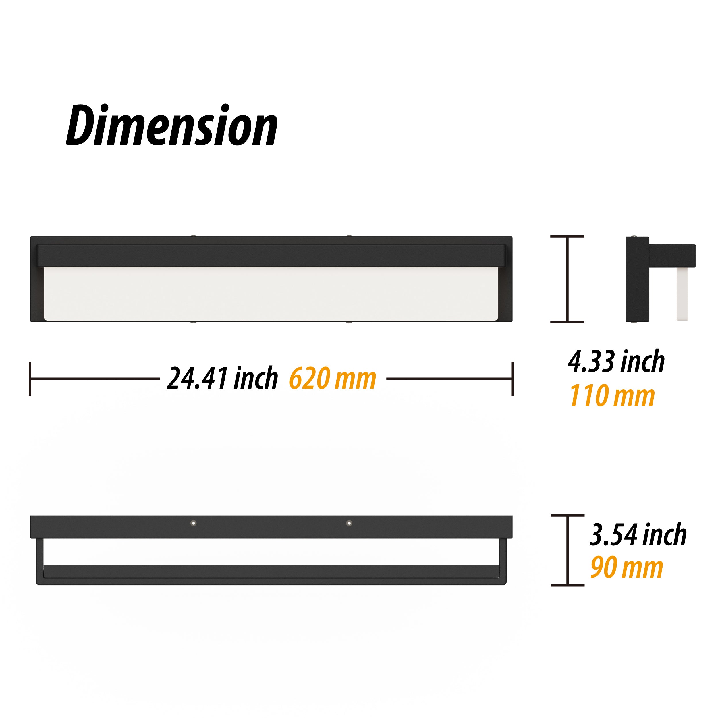 LIGHTINN LED Bathroom Vanity Rectangle Light Fixture