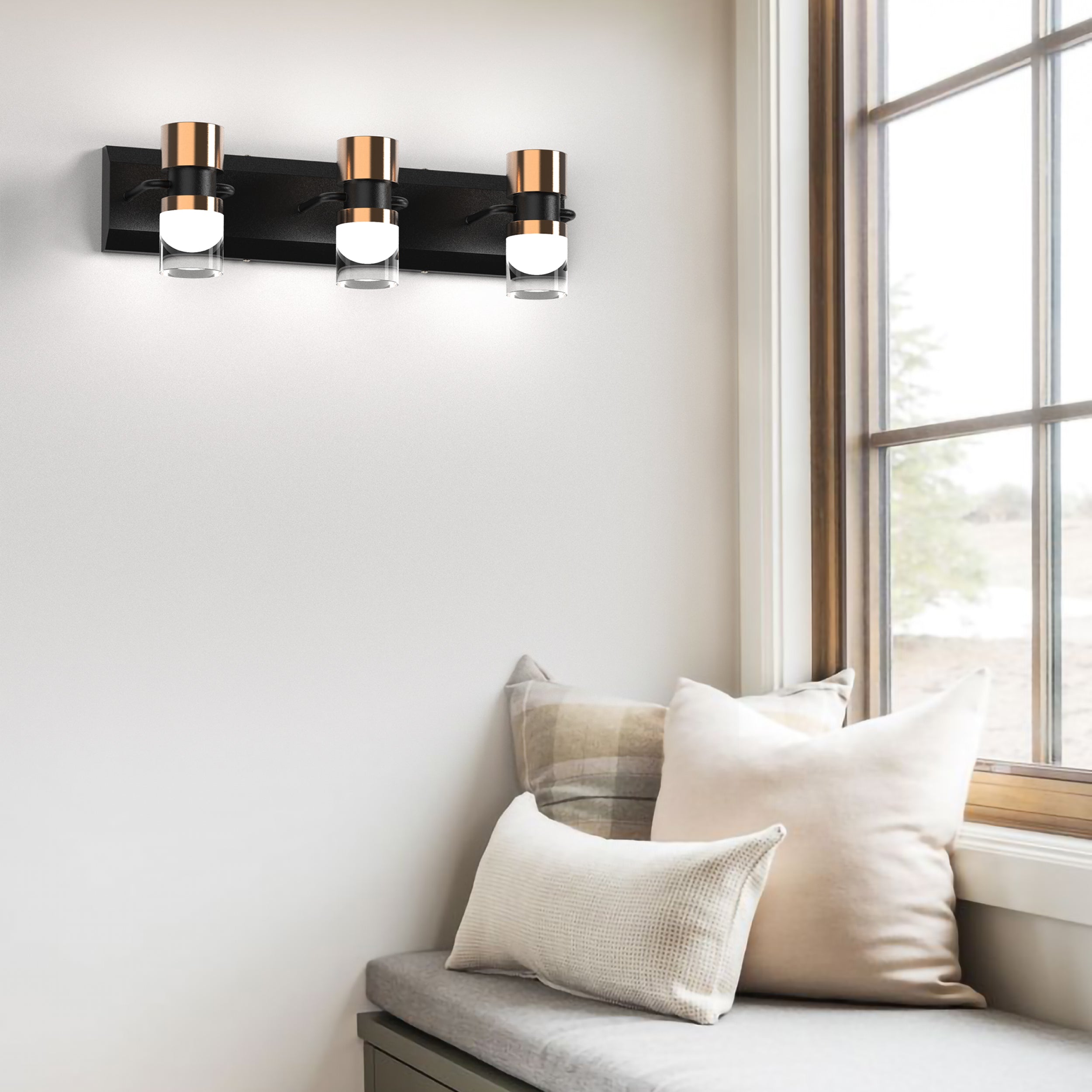 PHIXART 3 - Lights Bathroom Dimmable Vanity Crystal Cylinder Light