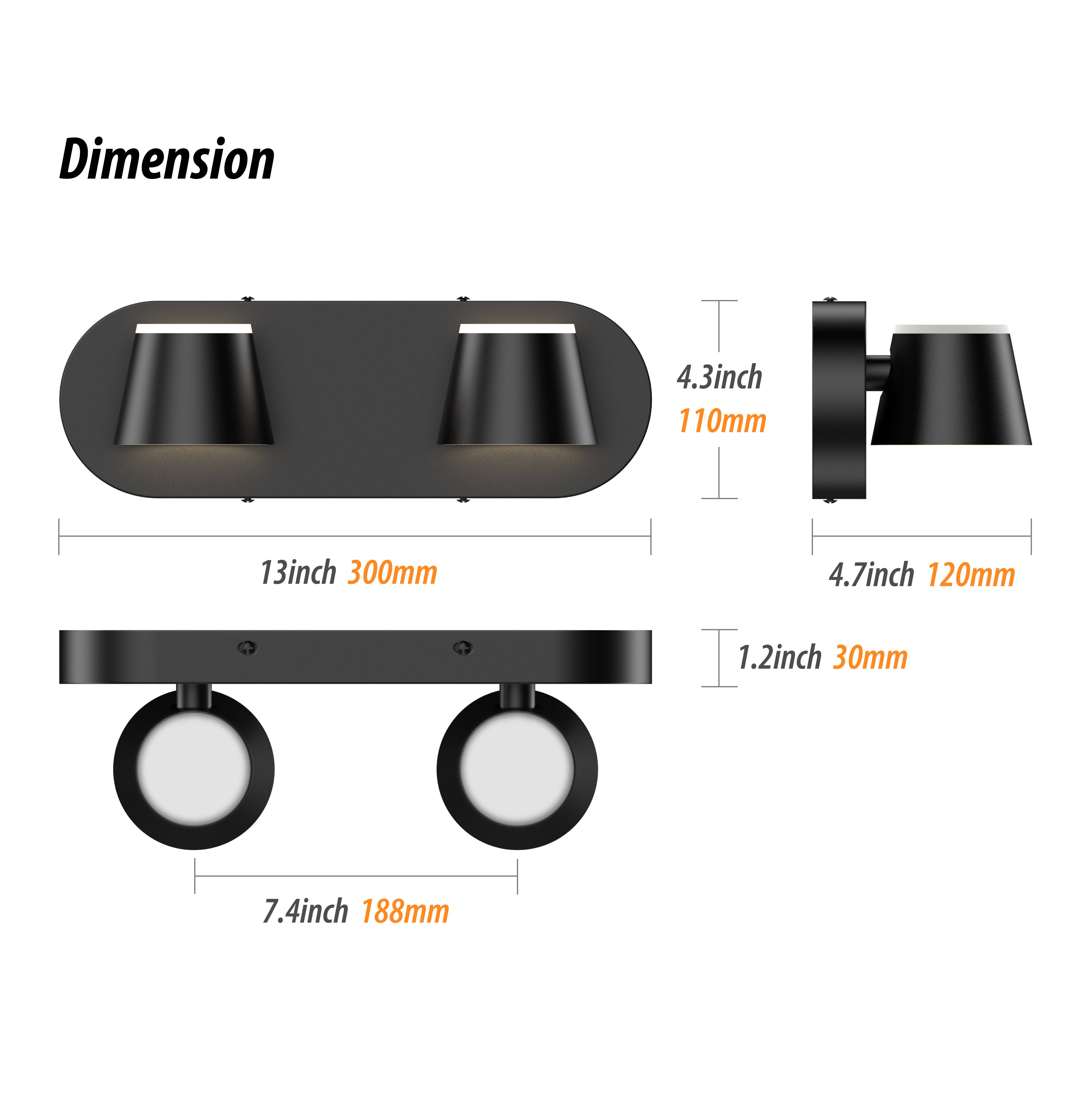 URSOLA Rotatable Bathroom Vanity Light