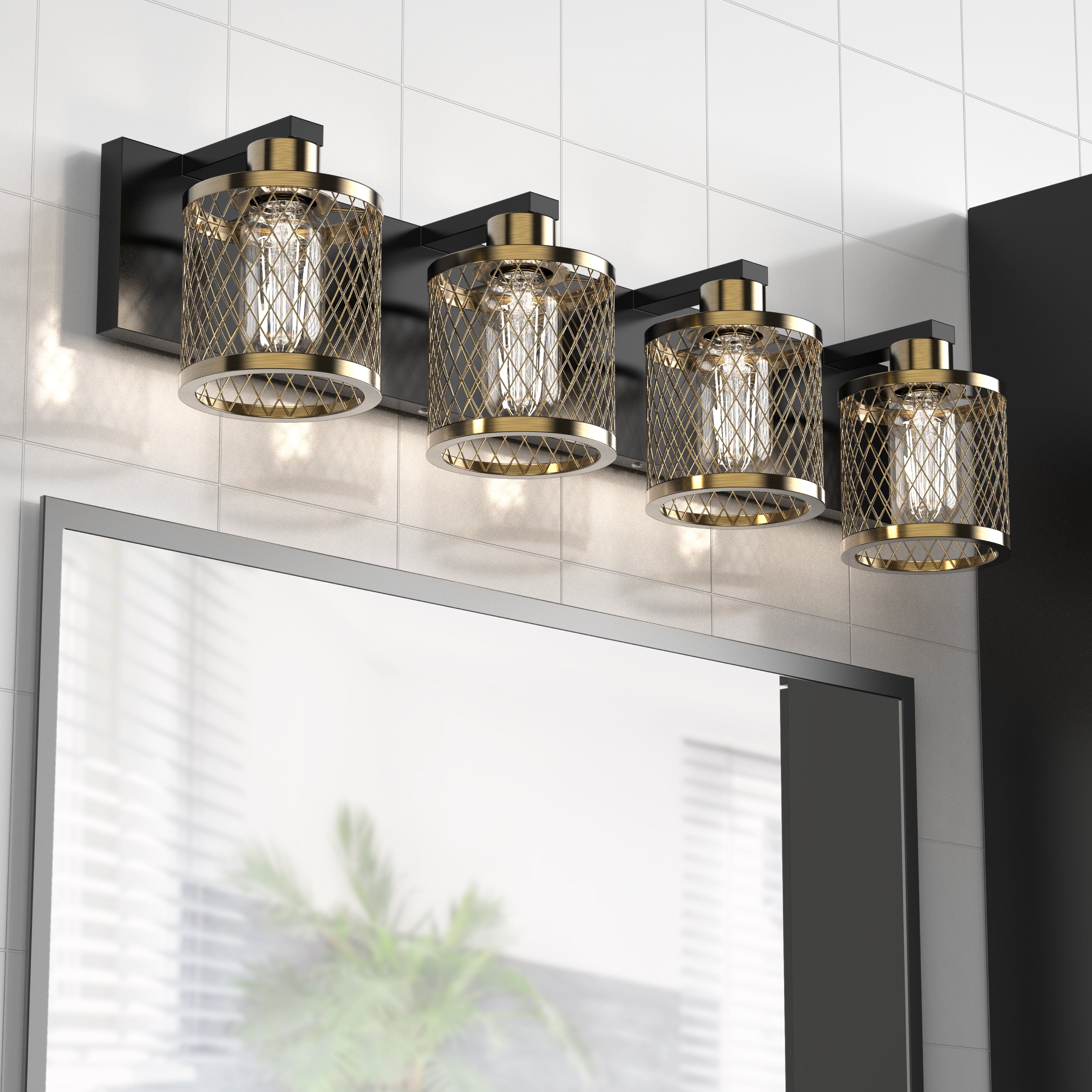 PHIXART Vintage Meshy Lantern Bathroom Vanity Light