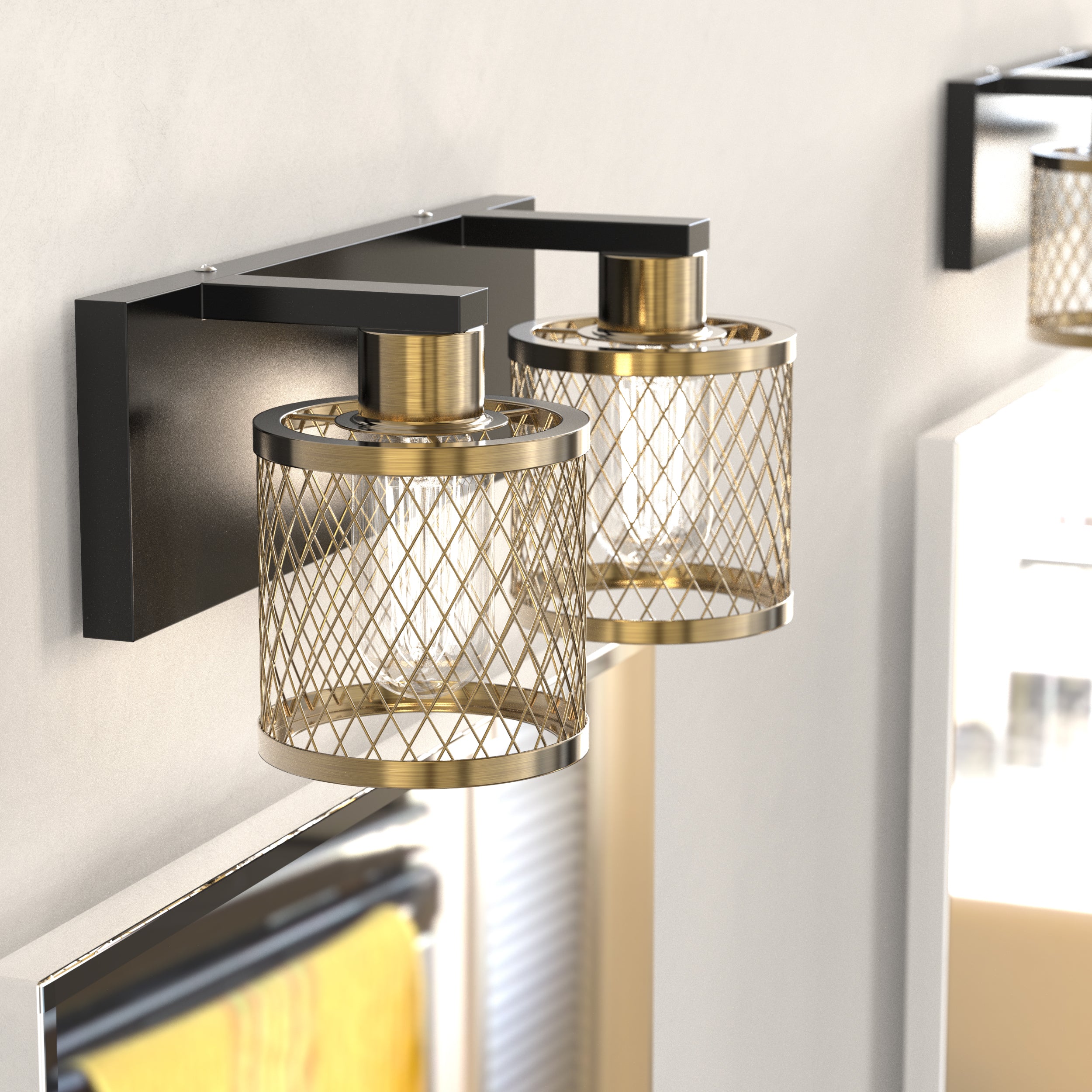 PHIXART 2 - Lights Vintage Meshy Lantern Bathroom Vanity Light