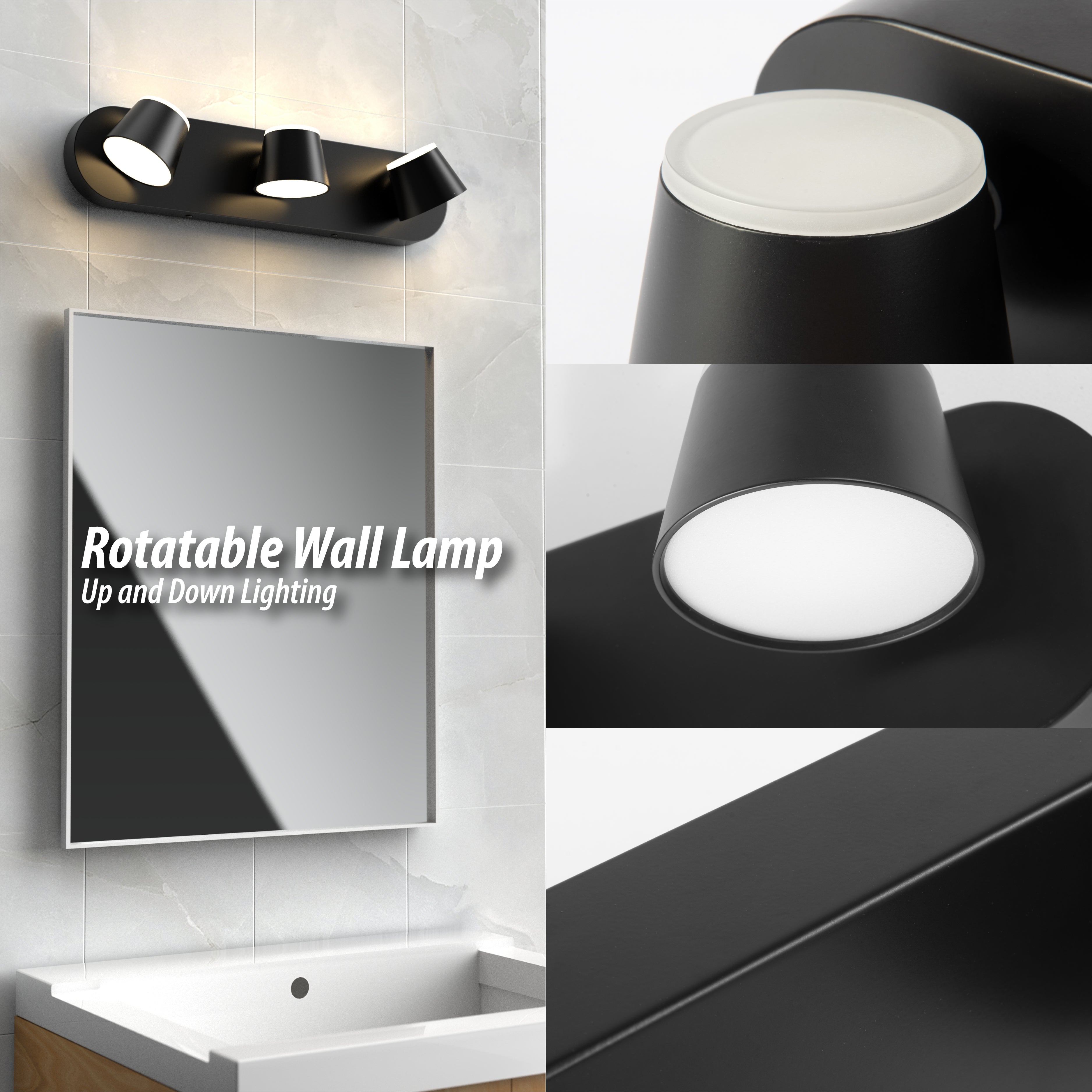 URSOLA 3 - Lights Rotatable Bathroom Vanity Light