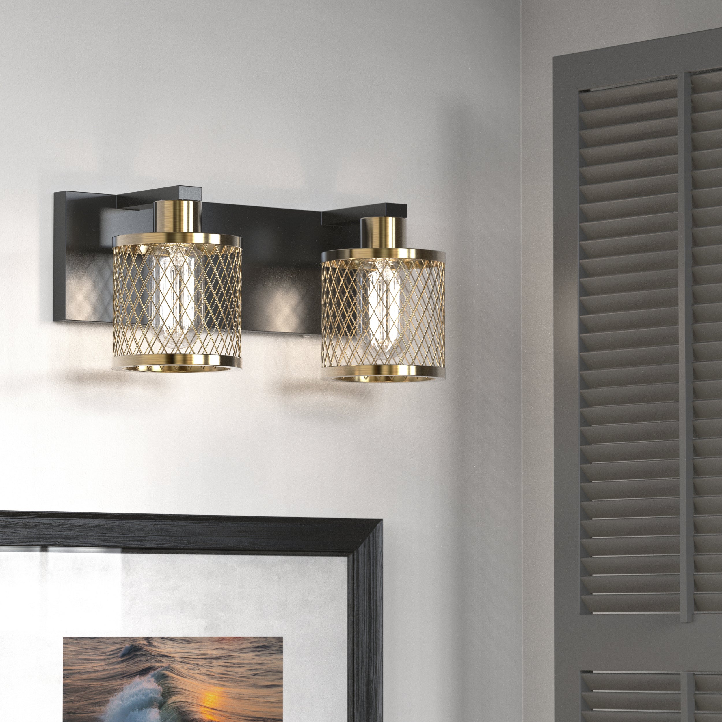 PHIXART 2 - Lights Vintage Meshy Lantern Bathroom Vanity Light