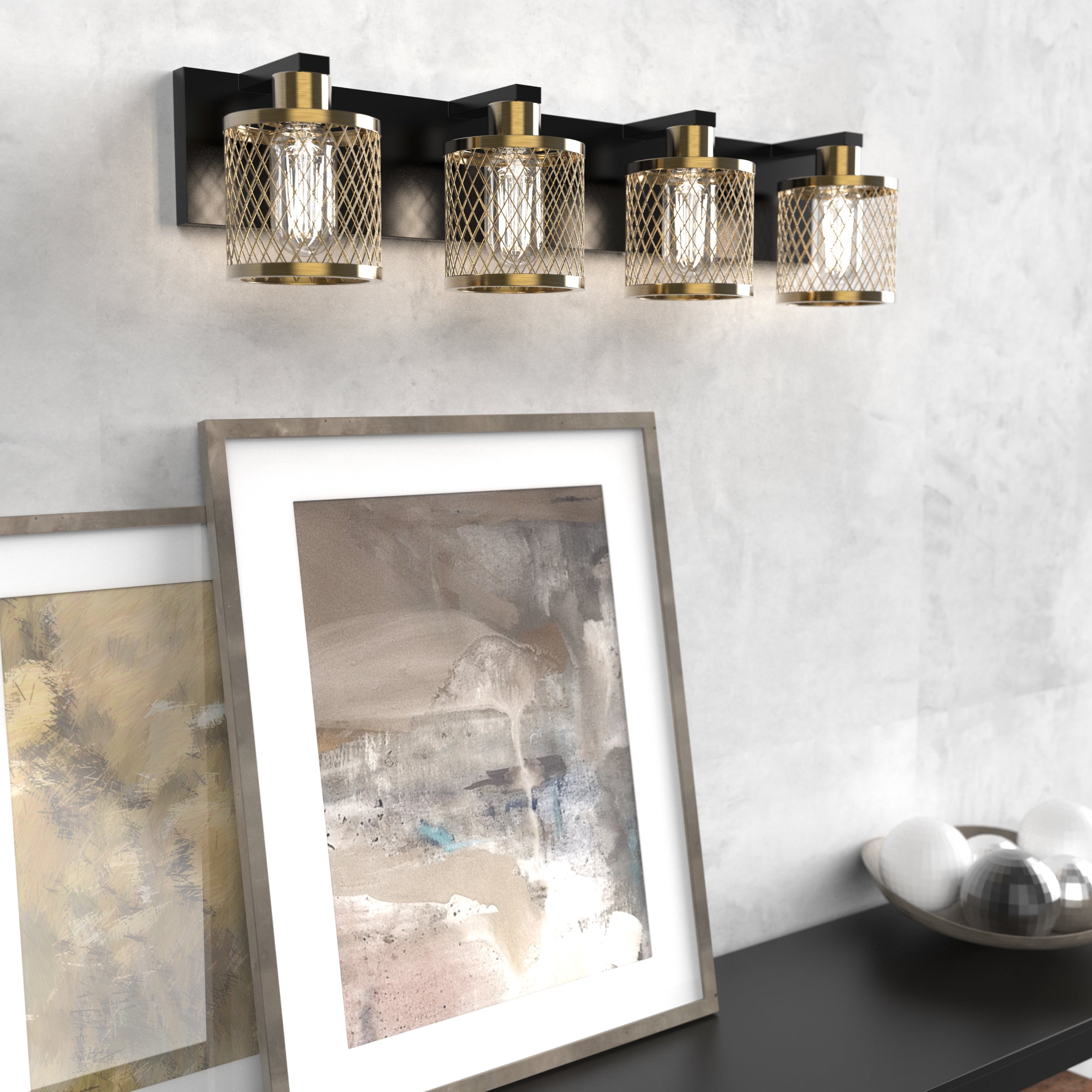 PHIXART Vintage Meshy Lantern Bathroom Vanity Light