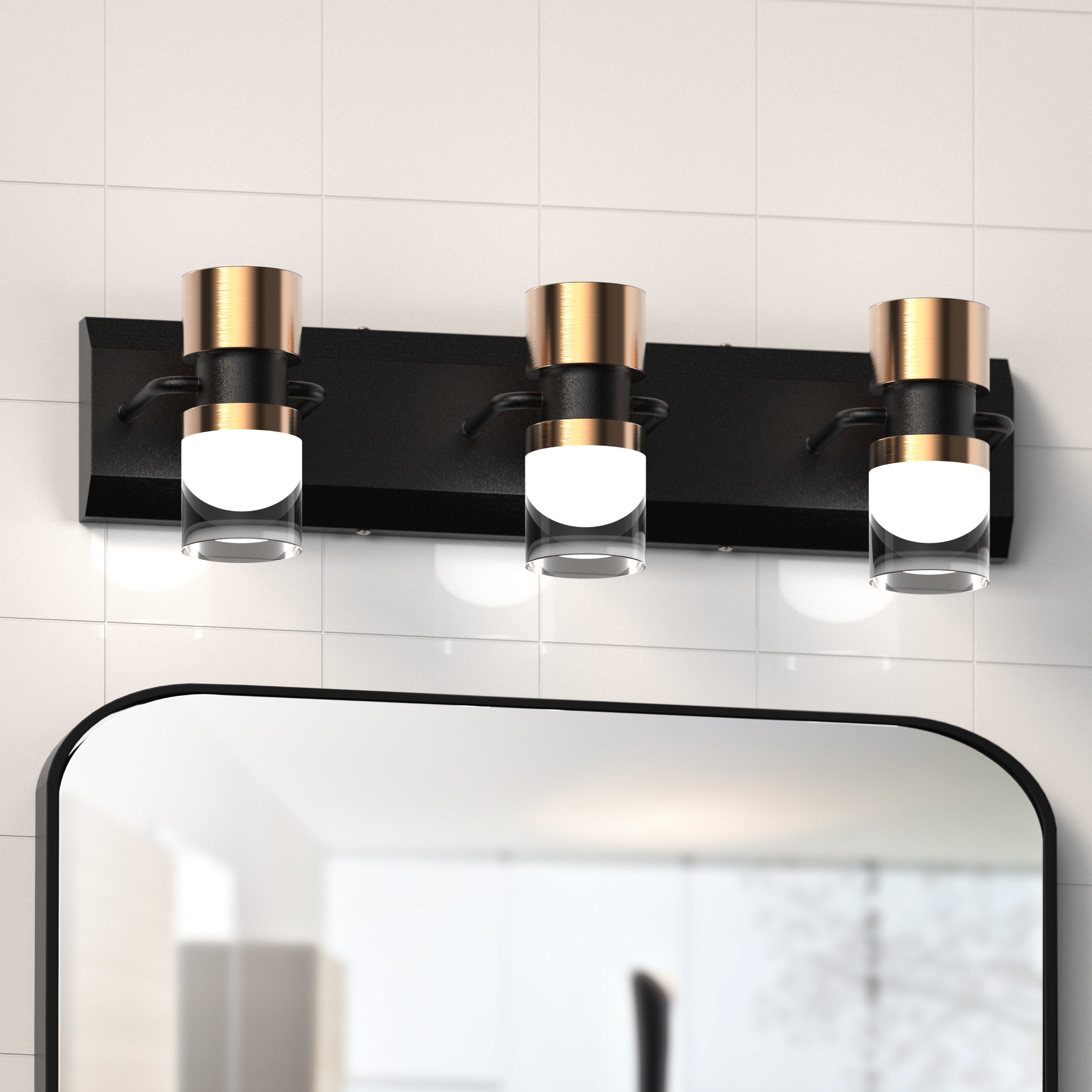PHIXART Bathroom Dimmable Vanity Crystal Cylinder Light