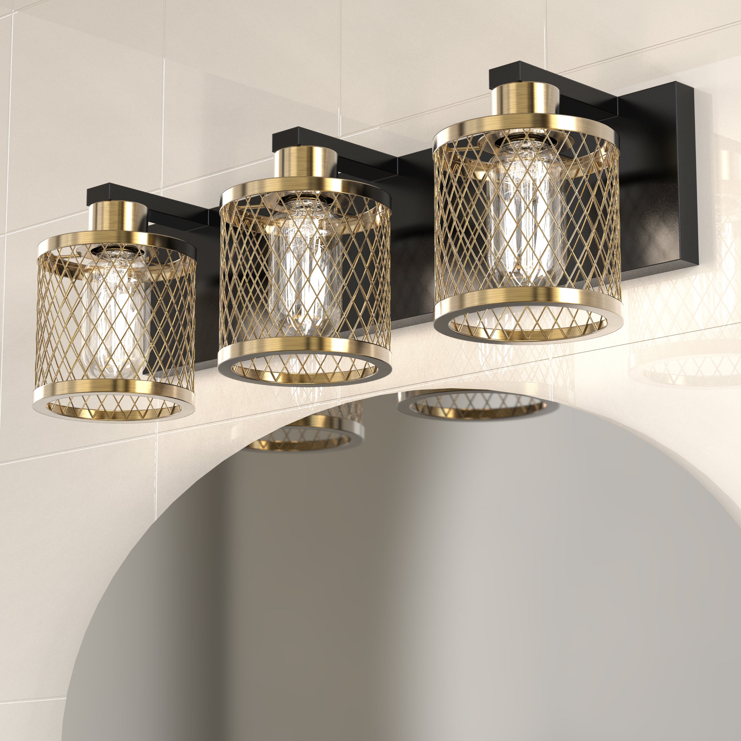 PHIXART 3 - Lights Vintage Meshy Lantern Bathroom Vanity Light
