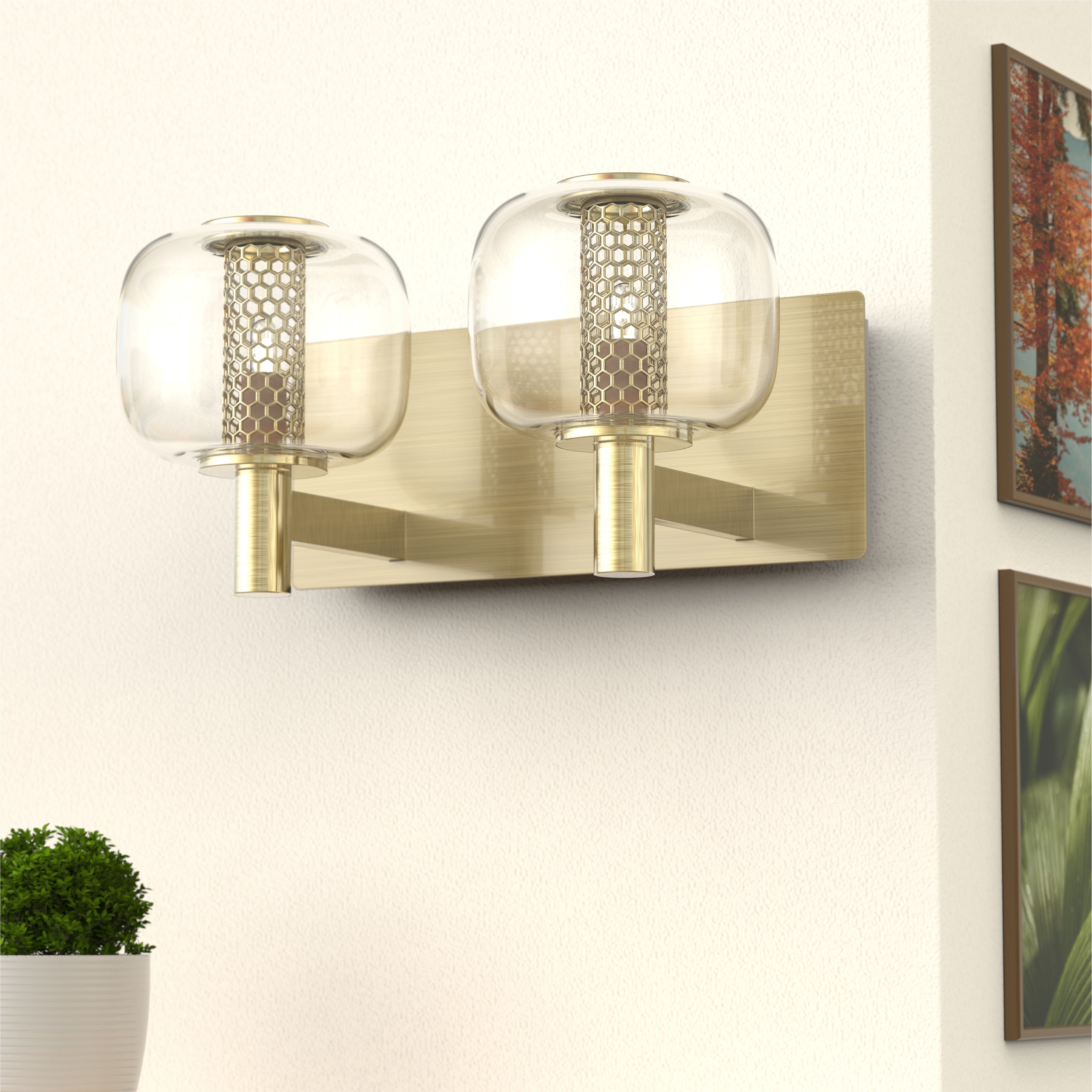 URSOLA Brushed Brass Bathroom Vanity Light