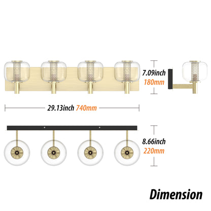 URSOLA Brushed Brass Bathroom Vanity Light
