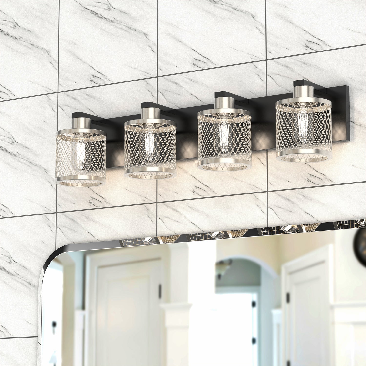 PHIXART 4 - Lights Vintage Meshy Lantern Bathroom Vanity Light