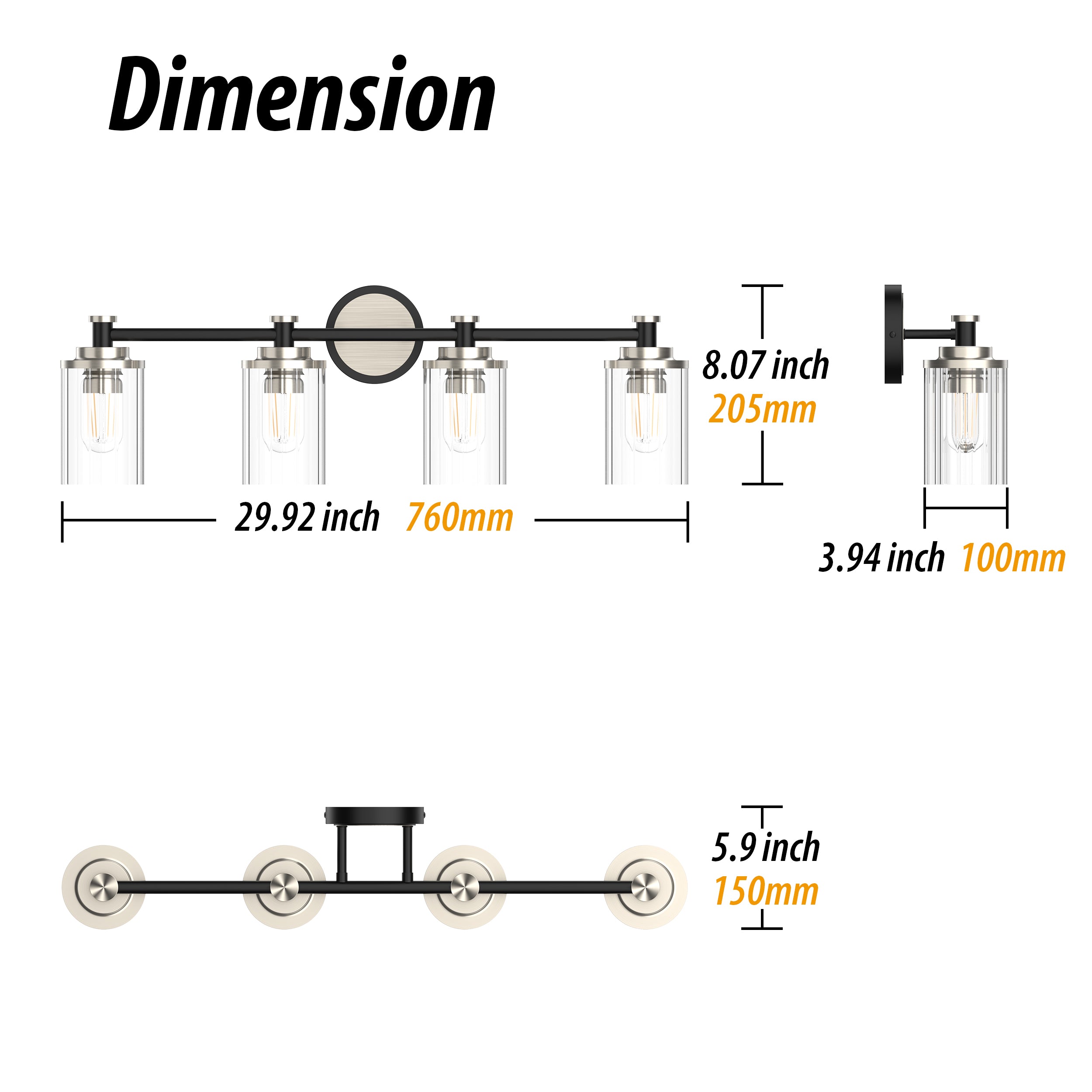 PHIXART Warm Color Bathroom Dimmable Vanity Light