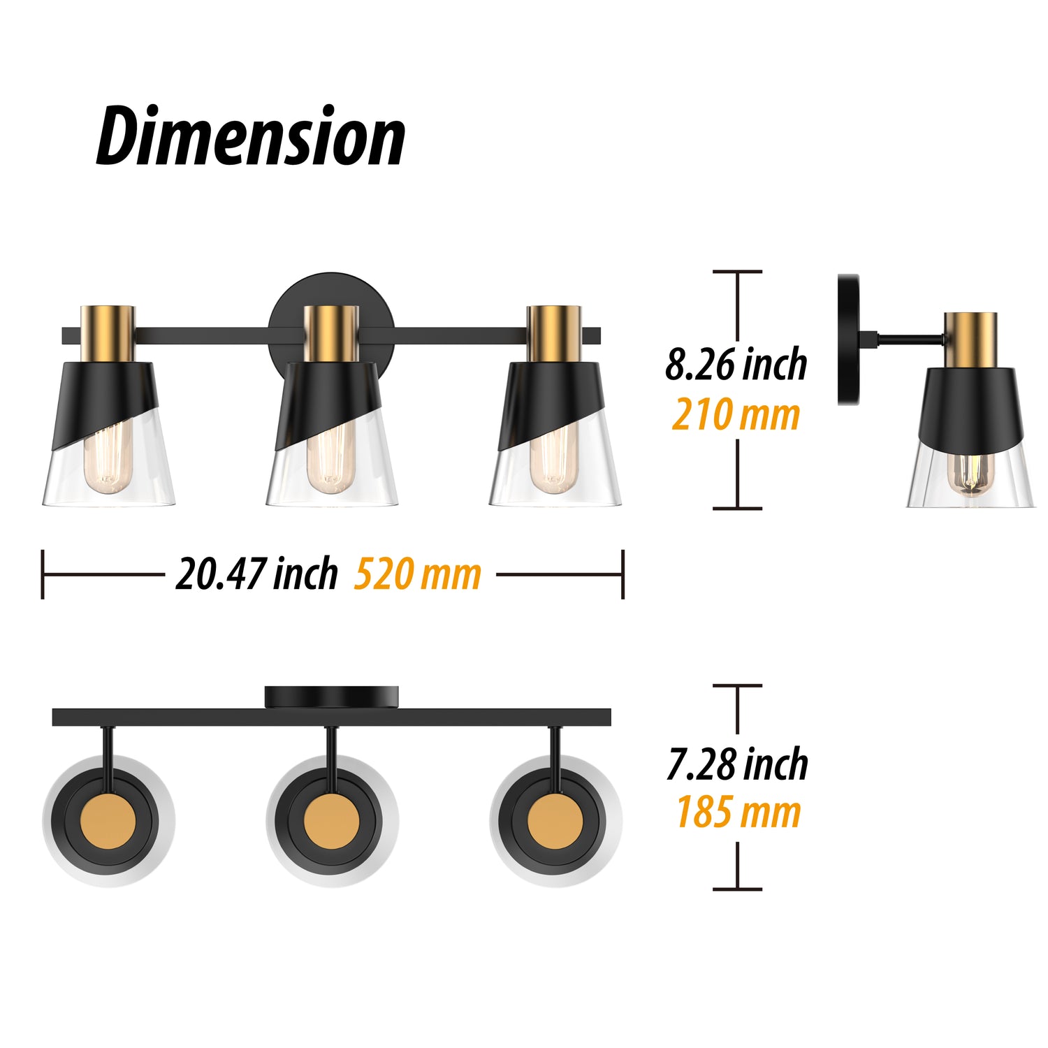 URSOLA Dimmable Bathroom Vanity Light hypotenuse Light