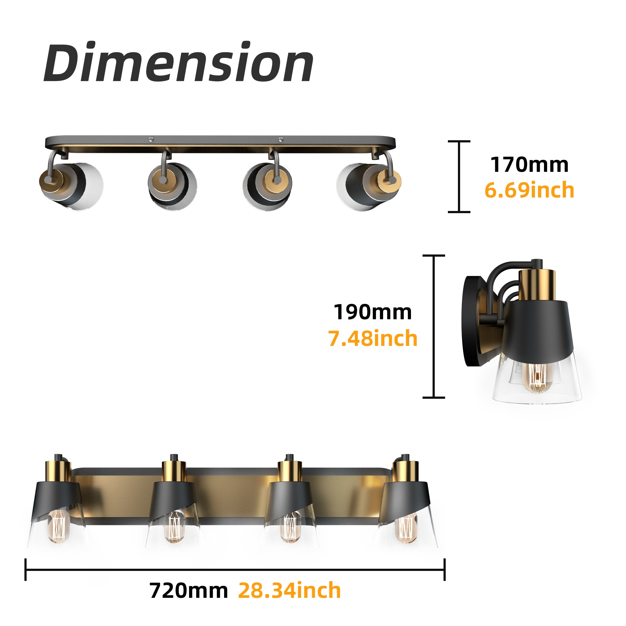 URSOLA Dimmable Bathroom Vanity Light hypotenuse Light