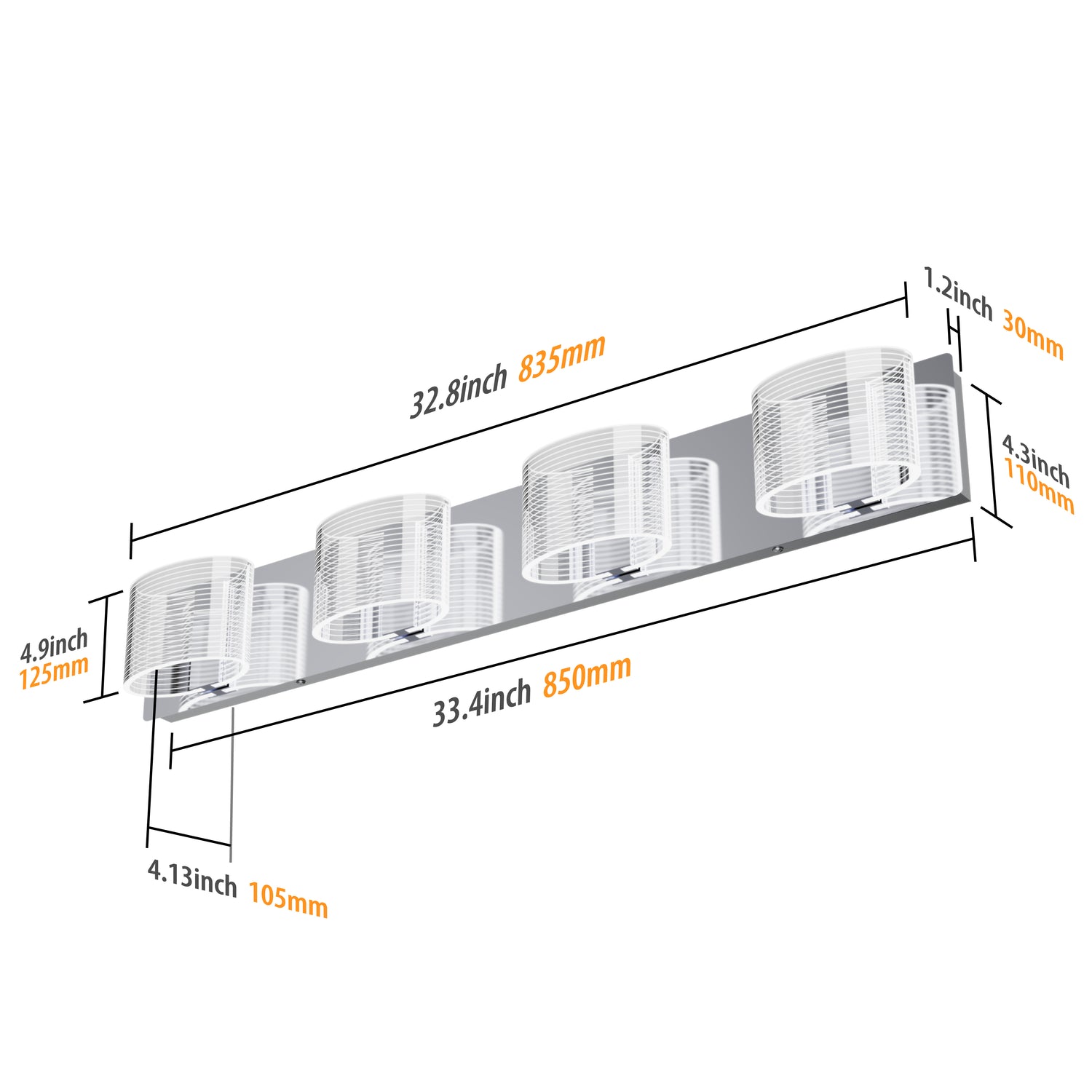 URSOLA LED Bathroom Vanity Transparent Linear Light