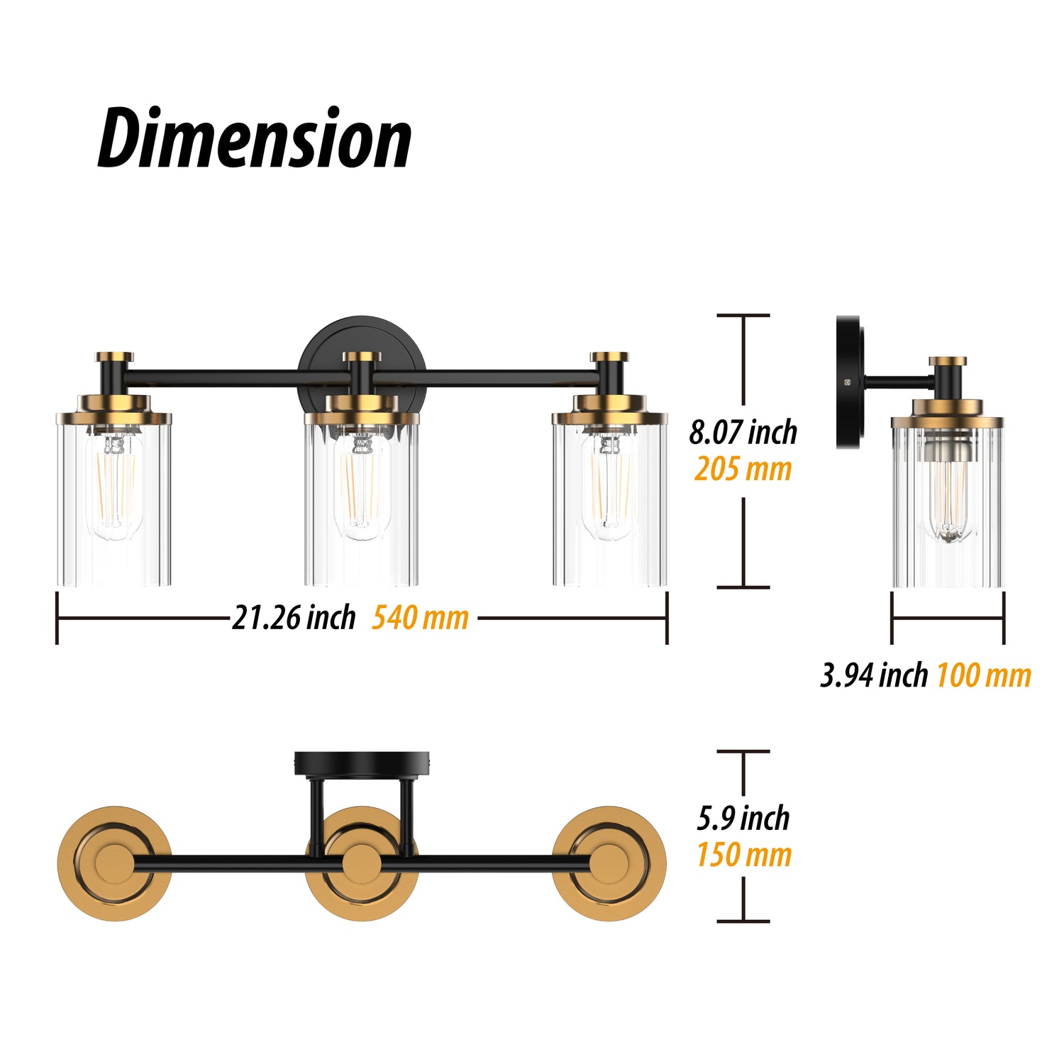 PHIXART Warm Color Bathroom Dimmable Vanity Light