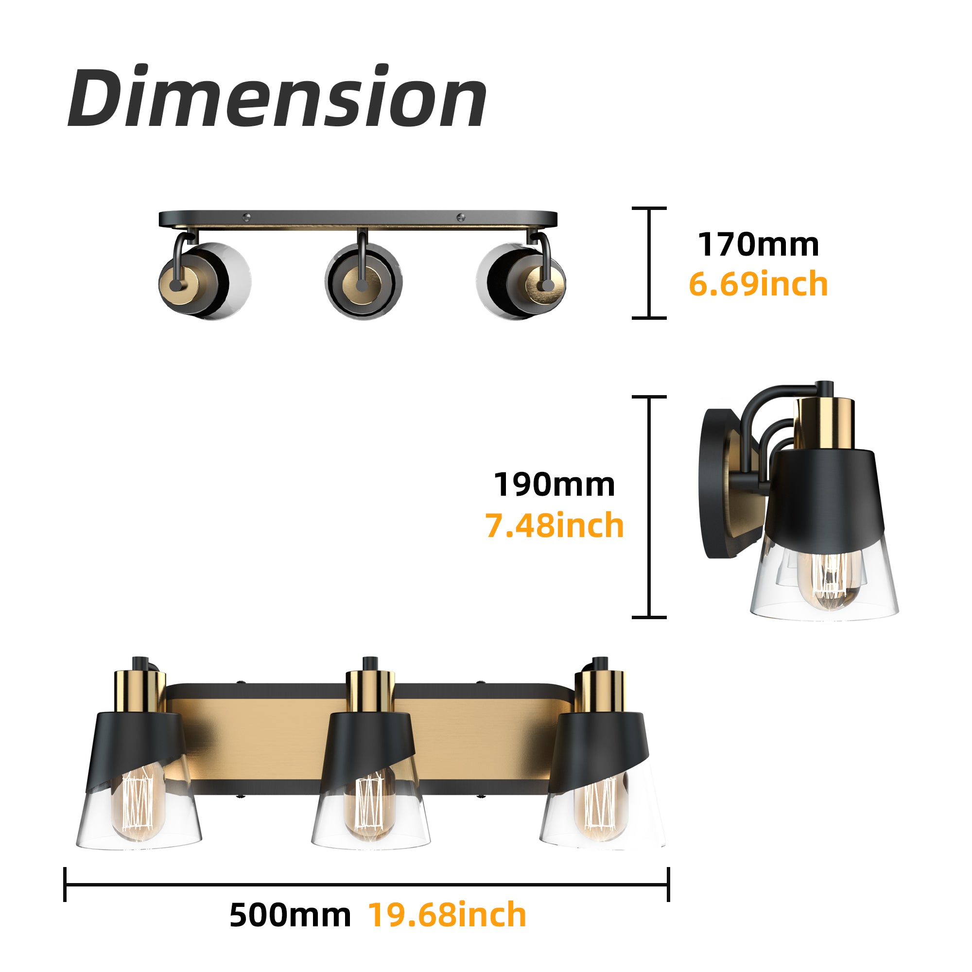 URSOLA Dimmable Bathroom Vanity Light hypotenuse Light
