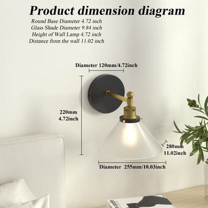 LIGHTINN Vintage Glass Lampshade Light Wall