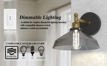 LIGHTINN Vintage Glass Lampshade Light Wall