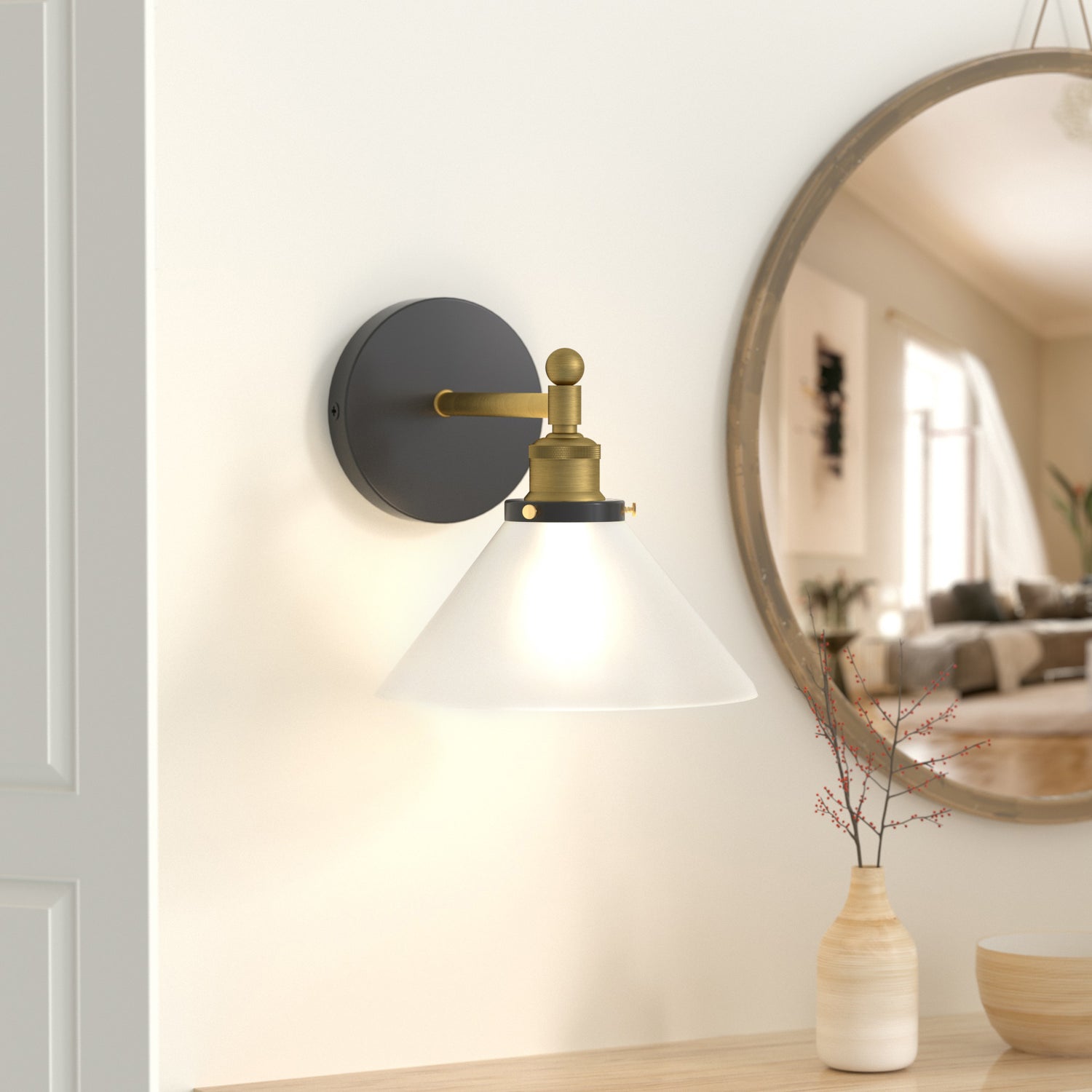 LIGHTINN Vintage Glass Lampshade Light Wall