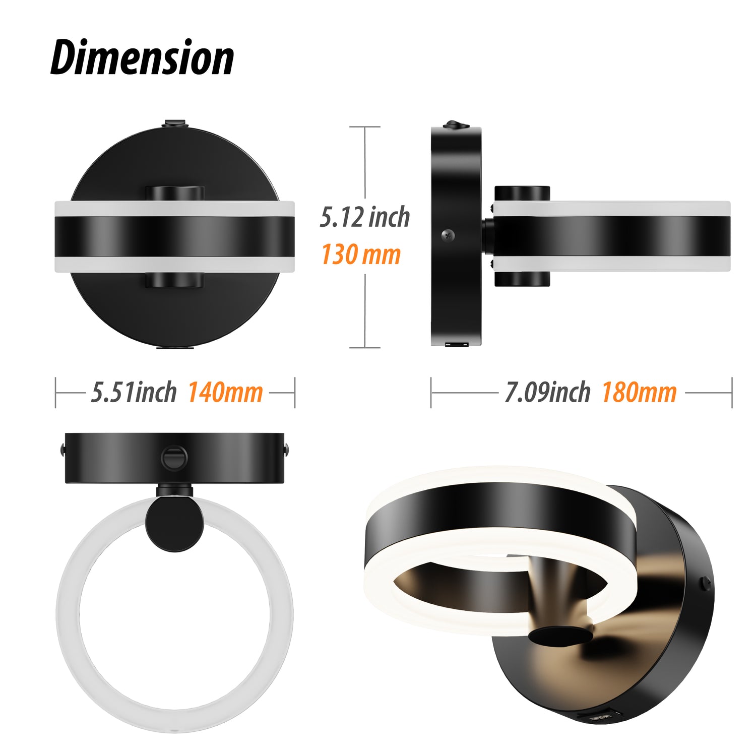 PHIXART LED Adjustable Angle 350° Sconce